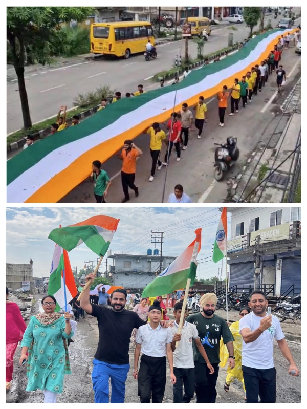 A patriotic roar echoed in Kathua with a 300-foot-long Tricolour; thousands of youths took out a Tiranga rally.