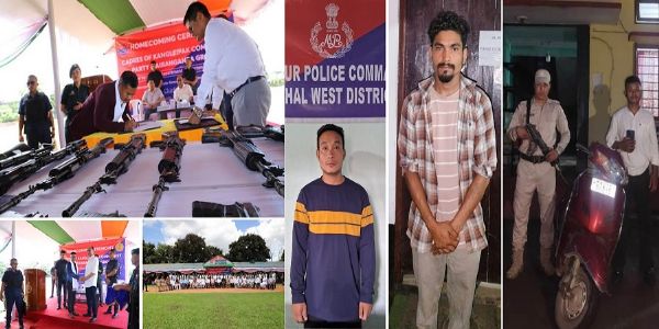 मणिपुरः केसीपी (ताइबांगनबा) उग्रवादियों के आत्मसमर्पण समारोह एवं गिरफ्तार उग्रवादियों की तस्वीर। मणिपुरः केसीपी (ताइबांगनबा) उग्रवादियों के आत्मसमर्पण समारोह एवं गिरफ्तार उग्रवादियों की तस्वीर।