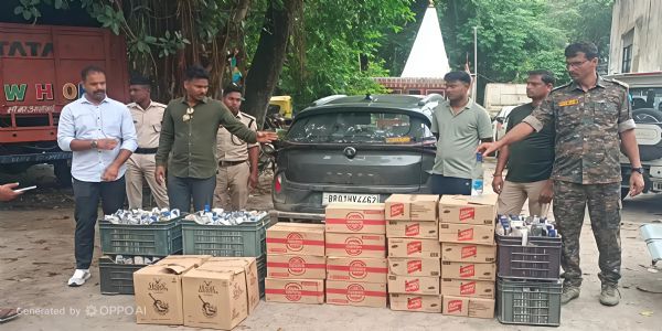 328 लीटर विदेशी शराब बरामद, लग्जरी कार जब्त, चालक फरार