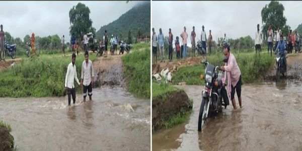 अजयगढ़ में मूसलाधार बारिश से नदियां उफान पर, अस्थाई पुलिया बही; पांच गांवों का संपर्क टूटा