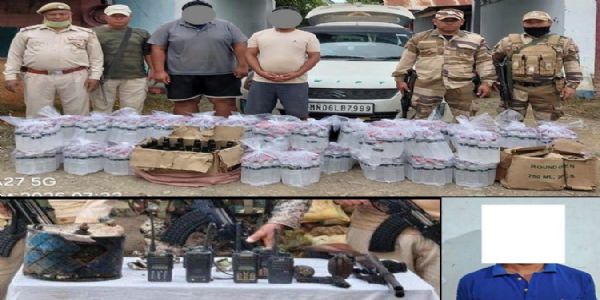मणिपुर में भारी मात्रा में देशी शराब एवं हथियार बरामद, एक उग्रवादी गिरफ्तार