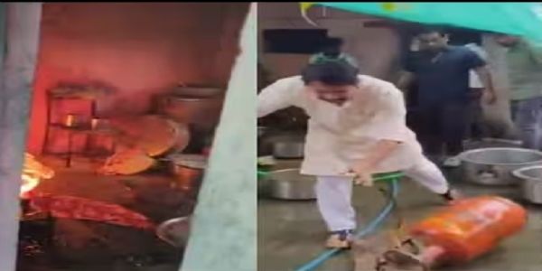 स्कूल की रसोई में भड़की आग,बच्चों काे देख विधायक ने जान जोखिम में डालकर बाहर निकाला गैस सिलेंडर