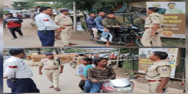 यातायात पुलिस ने 180 से अधिक वाहनों पर की चालानी कार्रवाई