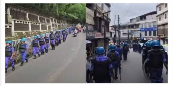 शिलांग में सेना और आरएएफ का फ्लैग मार्च, तनाव के बीच सुरक्षा कड़ी