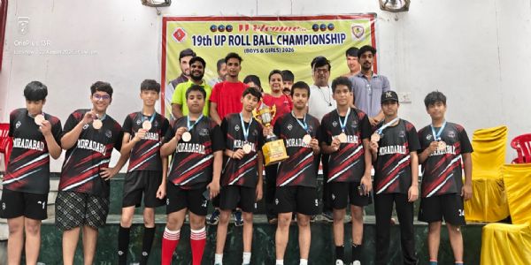 रोल बॉल स्टेट चैंपियनशिप में कांस्य पदक जीतने वाली मुरादाबाद की टीम। ने रोल बॉल स्टेट चैंपियनशिप में कांस्य पदक जीतने वाली मुरादाबाद की टीम। ने