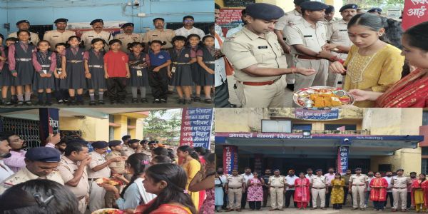 रक्षाबंधन पर थाना पहुंची बहनों ने पुलिसकर्मियों को बांधा रक्षा सूत्र