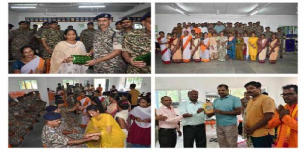 एकल अभियान की आचार्य बहनों ने सीआरपीएफ 170 बटालियन के जवानों काे बांधा रक्षा सूत्र