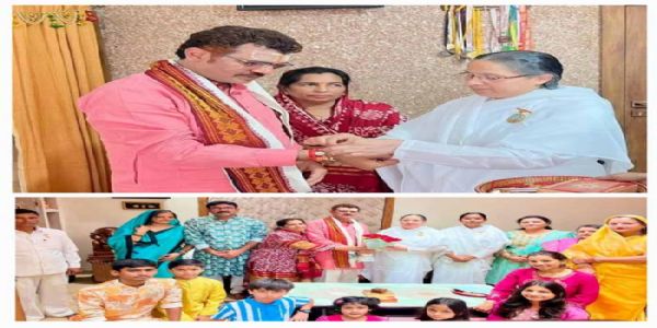 प्रजापिता ब्रह्माकुमारी बहन ने महापौर काे बांधा रक्षासूत्र