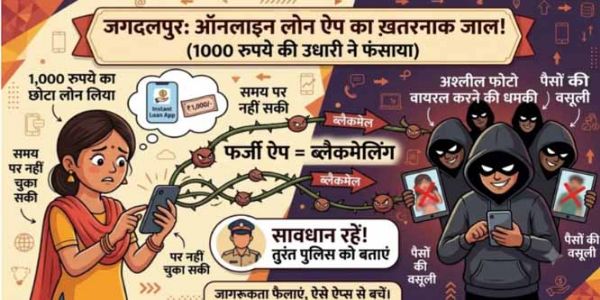 जगदलपुर : महज एक हज़ार रुपये का ऑनलाइन लोन न चुकाने पर युवती को ब्लैकमेल करने का आरोप, मामला दर्ज