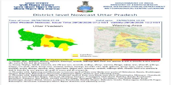 उप्र के प्रयागराज समेत कई जिलों में बारिश और वज्रपात की चेतावनी