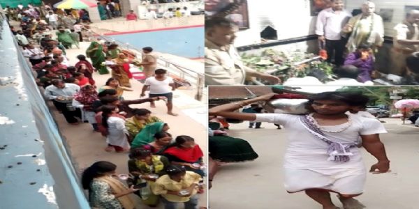 सारंगनाथ महादेव मंदिर में जोड़ा शिवलिंग पर हजारों श्रद्धालुओं ने चढ़ाया जल