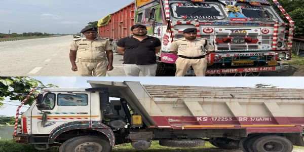 अवैध बालू परिवहन पर बड़ी कार्रवाई, चार ट्रकों पर 33.91 लाख का जुर्माना