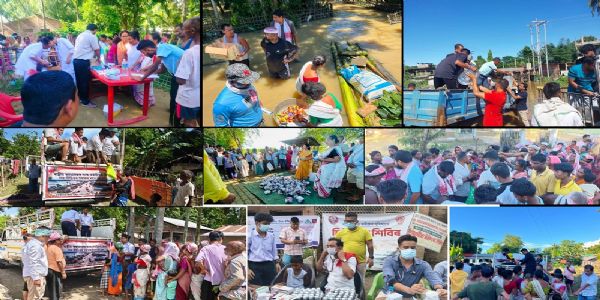 राष्ट्रीय स्वयंसेवक संघ की बाढ़ पीड़ितों के बीच सहायता और बचाव अभियान जारी