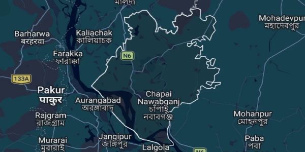 मानचित्र में नजर आ रहा है चापईनवाबगंज। मानचित्र में नजर आ रहा है चापईनवाबगंज।