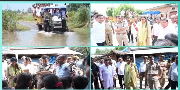 गंगा नदी की बाढ़ पर प्रशासन अलर्ट डीएम-एसपी ने प्रभावित इलाकों का किया दौरा