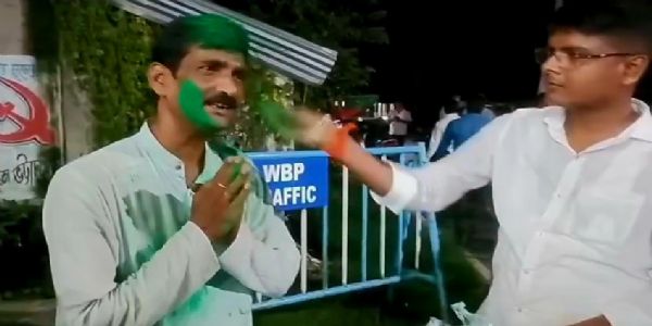 भाजपा में शामिल होने आए तृणमूल नेताओं को हरा गुलाल लगाकर वापस भेजा गया
