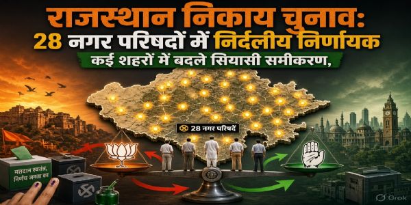 राजस्थान निकाय चुनाव : 28 नगर परिषदों में निर्दलीय निर्णायक, कई शहरों में बदले सियासी समीकरण