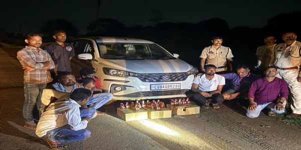 शराब दुकान के सुपरवाइजर और सेल्समैन समेत सात गिरफ्तार, 160 पाव शराब और आर्टिका कार जब्त