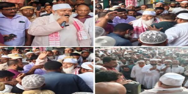 नगांव उपचुनाव: बदरुद्दीन अजमल ने कचुवा तिनिआली बाजार में लोगों से की बातचीत