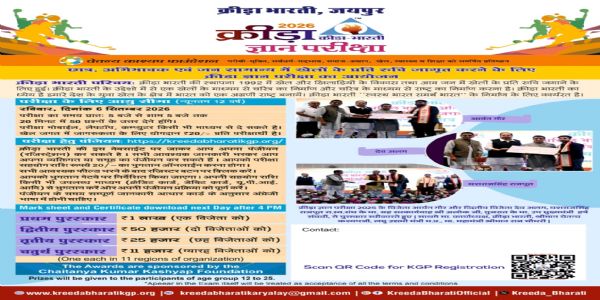 खेल ज्ञान की ऑनलाइन परीक्षा 6 सितंबर को, 20 मिनट में परखेंगे खेलों से जुड़ा ज्ञान
