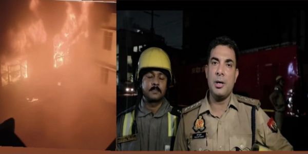 जूता बनाने वाली कंपनी में लगी आग