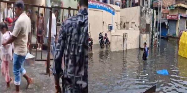 कान्हा के जन्म से एक दिन पूर्व हुई एक घंटे की बारिश ने खोल दी निगम की पोल, बांकेबिहारी मार्ग जलमग्न, व्यवस्थाएं हुई प्रभावित