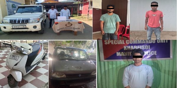 Image of the Arrested Insurgents and Seized Contraband in Manipur. Image of the Arrested Insurgents and Seized Contraband in Manipur.