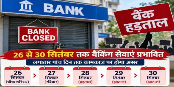 26 से 30 सितंबर तक बैंक शाखाओं में काम-काज प्रभावित रहेगा