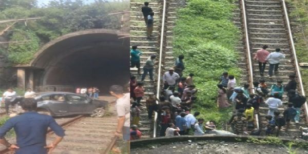 नवी मुंबई में पारसिक हिल से तेज रफ्तार कार रेलवे ट्रैक पर गिरने से एक युवक घायल