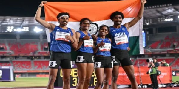 एशियाई खेल: विथ्या रामराज की शानदार फिनिश से भारत ने मिश्रित 4×400 मीटर रिले में जीता रजत