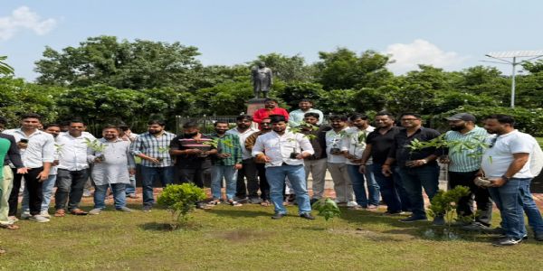 भाजयुमो कार्यकर्ताओं ने वृक्षारोपण कर सुनी मन की बात