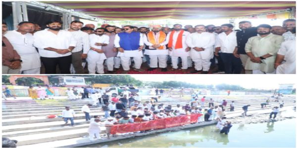 राजगढ़ः कपिलेश्वर घाट पर जन जल यात्रा का पड़ाव, राज्यमंत्री टेटवाल के नेतृत्व में हुआ स्वागत