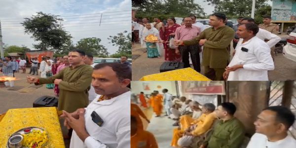 बरसाना में तेज प्रताप यादव ने टेका मत्था, संतों से लिया आशीर्वाद, गौमाता का किया पूजन