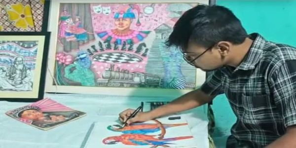 शांतिपुर के युवा कलाकार विकास दे की पेंटिंग थाईलैंड की अंतरराष्ट्रीय प्रदर्शनी के लिए चयनित