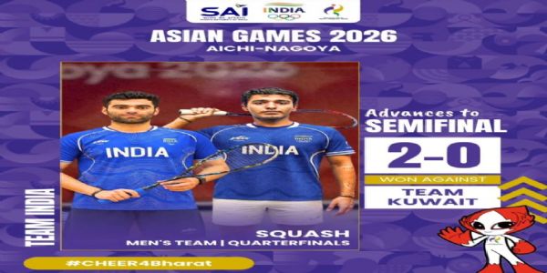 एशियन खेल 2026: भारतीय पुरुष स्क्वैश टीम ने पदक पक्का किया, सेमीफाइनल में मलेशिया से मुकाबला