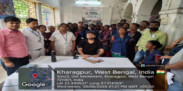 खड़गपुर मंडल की तरफ से सफाई मित्रों के लिए स्वास्थ्य जांच और सम्मान शिविर का आयोजन