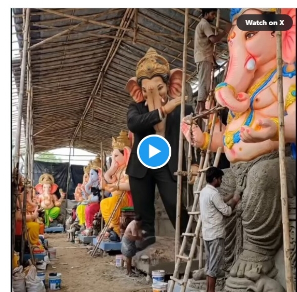 मुख्यमंत्री विजय के स्टाइल में गणेश प्रतिमा