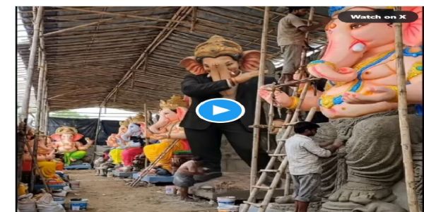 मुख्यमंत्री विजय के स्टाइल की गणेश प्रतिमा का वीडियो वायरल