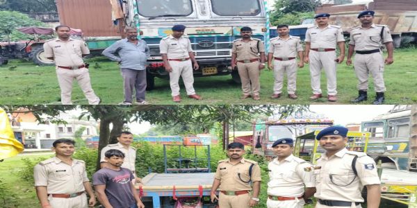 सड़क सुरक्षा अभियान में दो ट्रक समेत चार वाहन जब्त