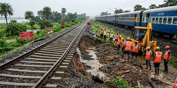 फरक्का रेलखंड पर 48 घंटे बाद भी नहीं सुधरे हालात, नरम मिट्टी बनी मरम्मत में बाधा