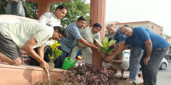 औरैया के सुभाष चौक पर पौधारोपण, रंग-बिरंगे फूलों से महकेगा ऐतिहासिक चौराहा