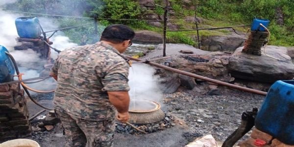 पुलिस ने 4.50 क्विंटल जावा महुआ किया नष्ट